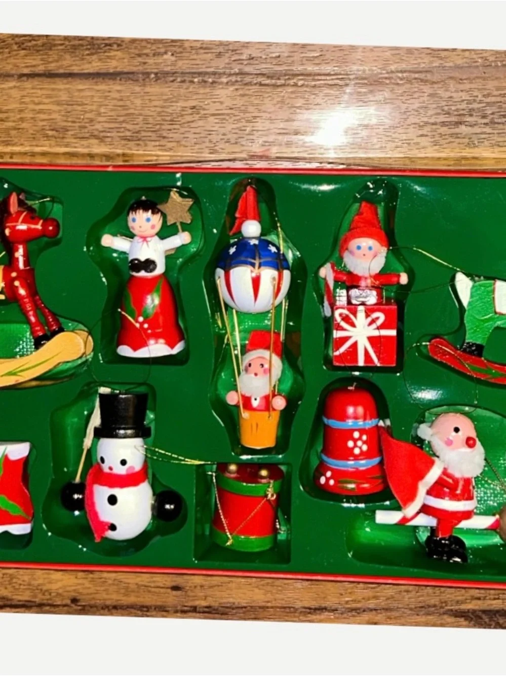 The Christmas Collection ~ Vtg (1985) ~ 10 Pieces Wood Hand Painted Ornament New